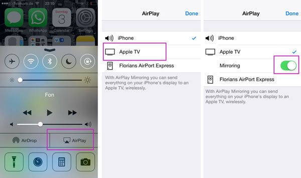 AirPlay espelhando iPhone no iOS 7