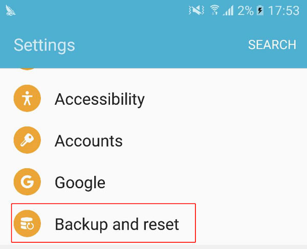 Backup e reset