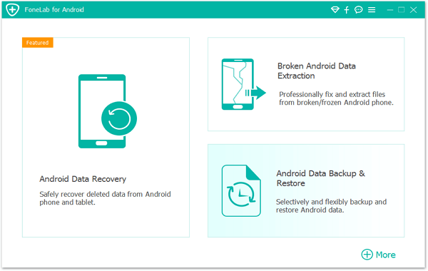 Interface principal de restauração de backup