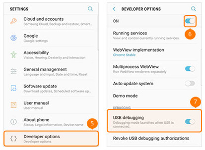 Ativar modo de depuração USB no Samsung Galaxy S8/S8