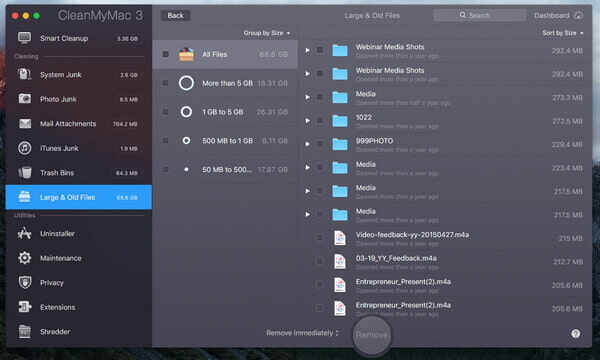 CleanMyMac 3 Limpeza de arquivos grandes e antigos