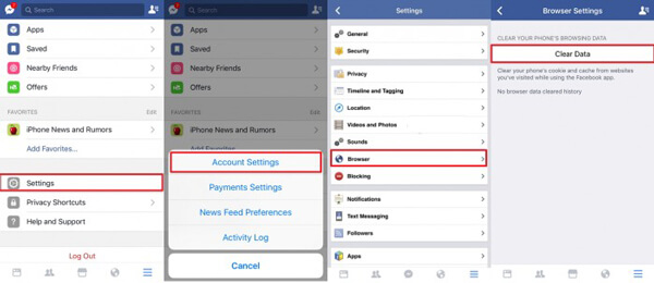 Como limpar o cache do aplicativo no iPhone pelo aplicativo do Facebook