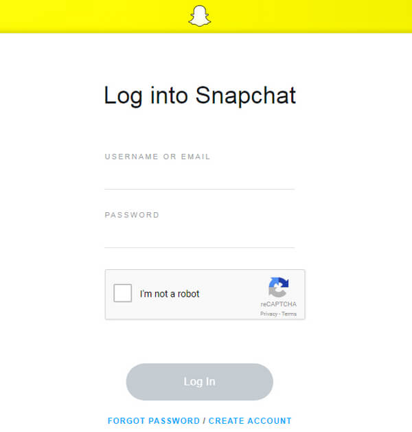 Faça login na conta do Snapchat