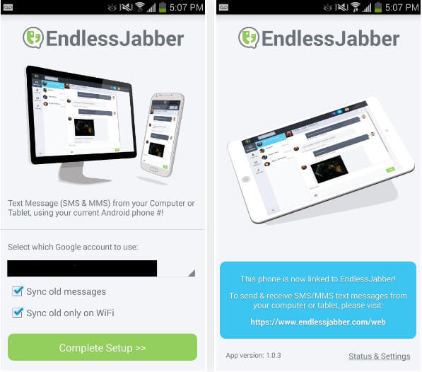 Instale o aplicativo EndlessJabber SMS no Android