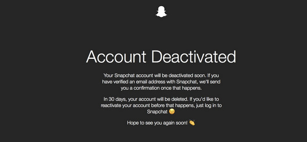 Conta do Snapchat desativada