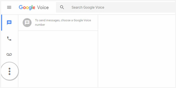 Página inicial do Google Voice
