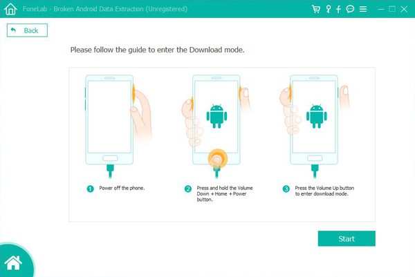 Extração de dados de telefone Android quebrada