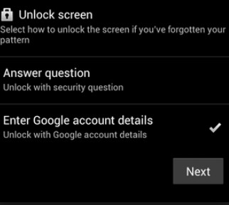 Desbloqueie a senha do Android com a conta do Google
