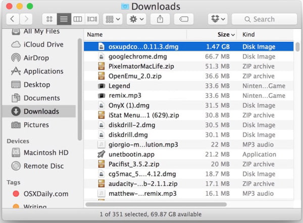 Limpar arquivos de download