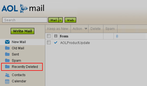 Recuperar e-mails AOL excluídos recentemente