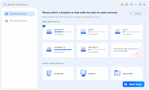 Interface de recuperação de dados