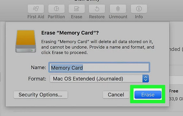 Formate o cartão SD no Mac