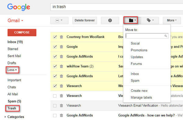 Recuperar e-mails excluídos do Gmail