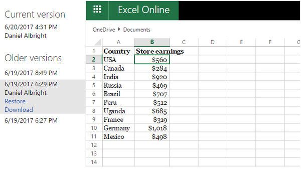 Restaurar o Excel de versões anteriores