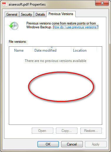 Restaurar PDF da versão anterior