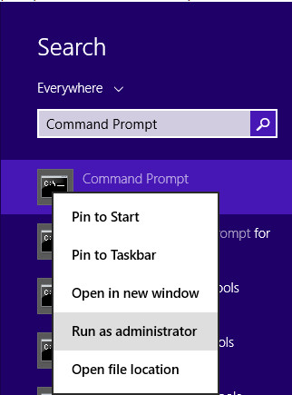 Executar prompt de comando no Windows 8/8.1