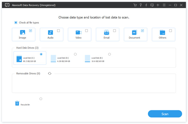 Execute o Aiseesoft Data Recovery