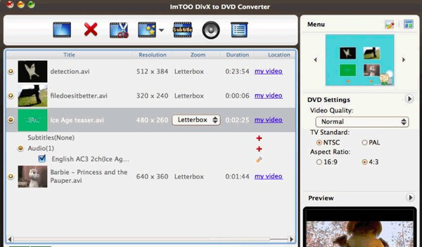 Conversor ImTOO DivX para DVD para Mac