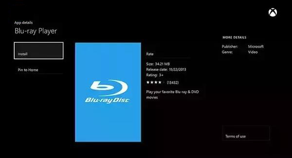 Aplicativo de disco Blu-ray do Xbox One