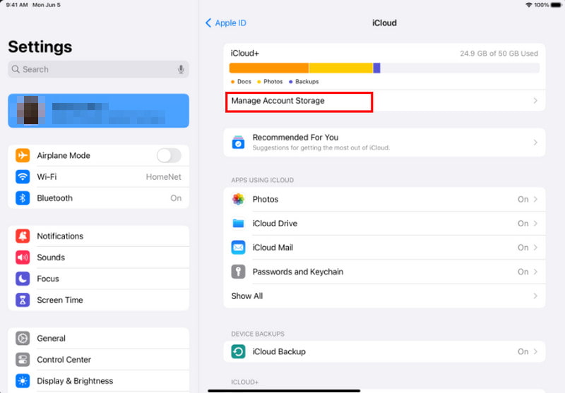 iCloud Gerenciar armazenamento Excluir fotos iPad