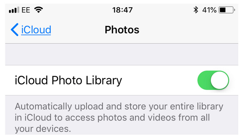 Aplicativo de fotos desativa o iCloud