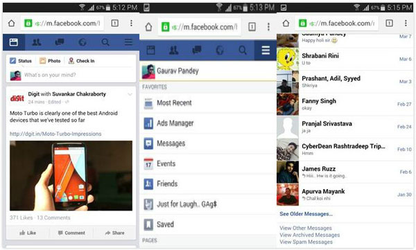 Encontre e verifique outras mensagens do Facebook no Android