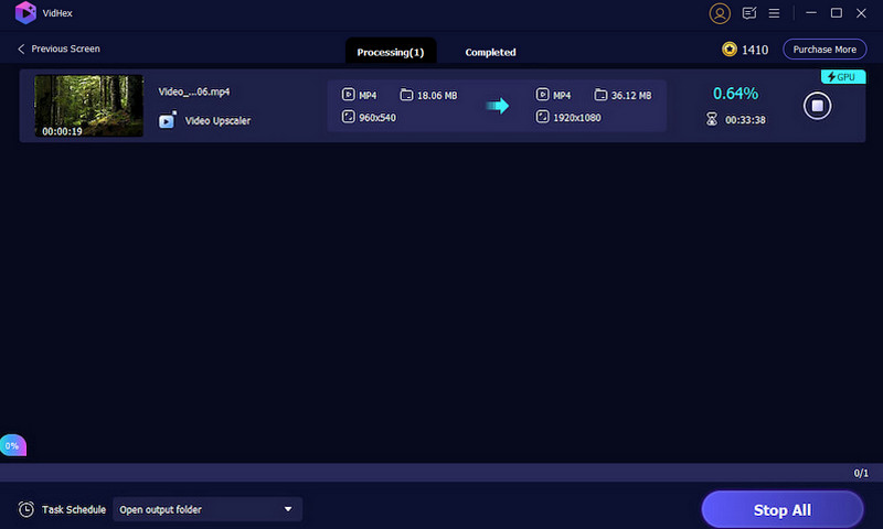 Exportar vídeo 1080p com Vidhex