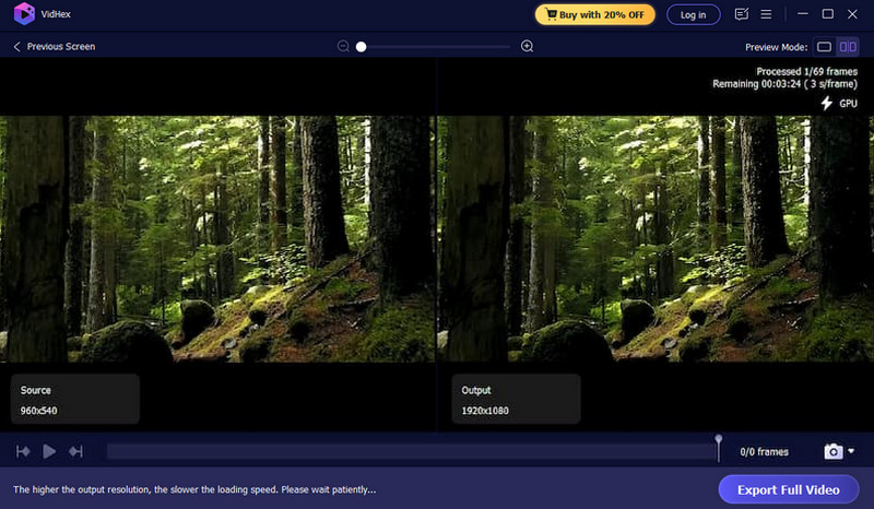 Visualizar vídeo 1080p com Vidhex