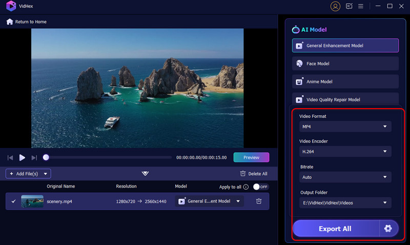 Exportação de conjunto Vidhex