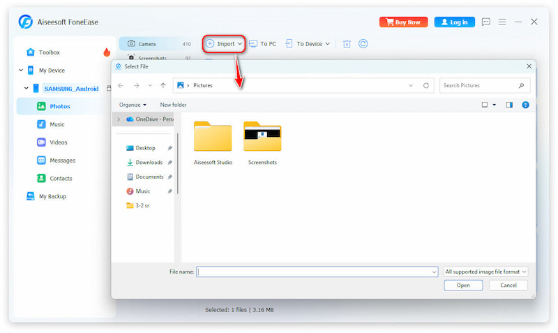 Importar do computador para o celular