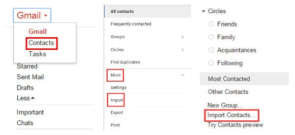 Importar contatos do Android do Gmail