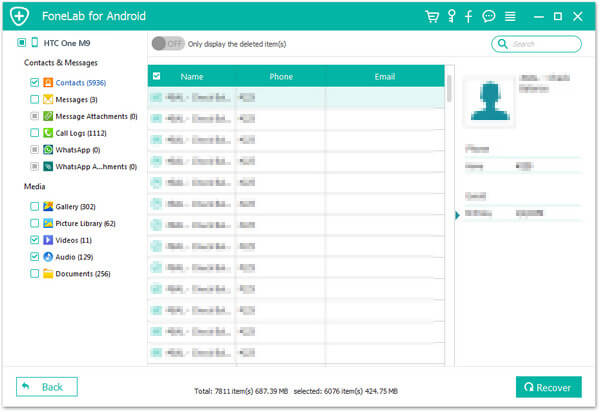 Recuperar contatos do telefone Android