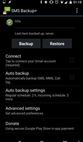 Restaurar o SMS de backup