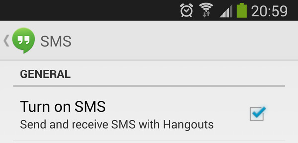 Ativar SMS no Hangouts