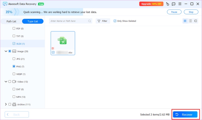 Filtro e recuperação de USB SD