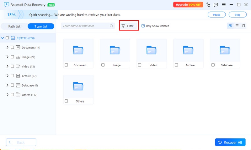 Filtro de Recuperação USB SD