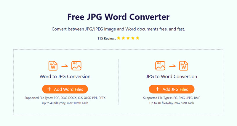 Vá para o site on-line gratuito JPG Word Converter