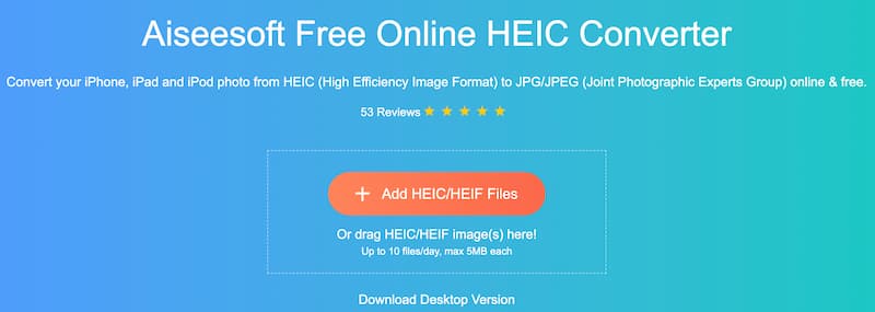 Conversor HEIC on-line gratuito Aiseesoft