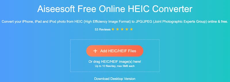 Conversor HEIC on-line gratuito Aiseesoft
