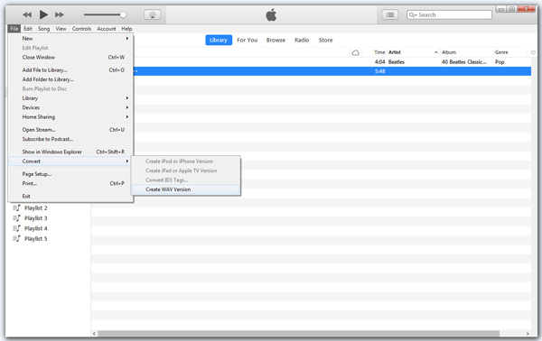 Converter M4A para WAV do iTunes