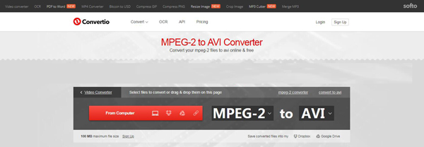 Conversor MPEG2 para AVI Online