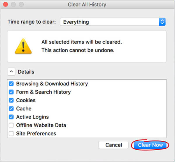 Limpe o cache do Firefox no Mac