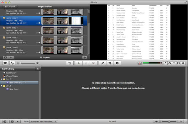 Editar projeto no iMovie