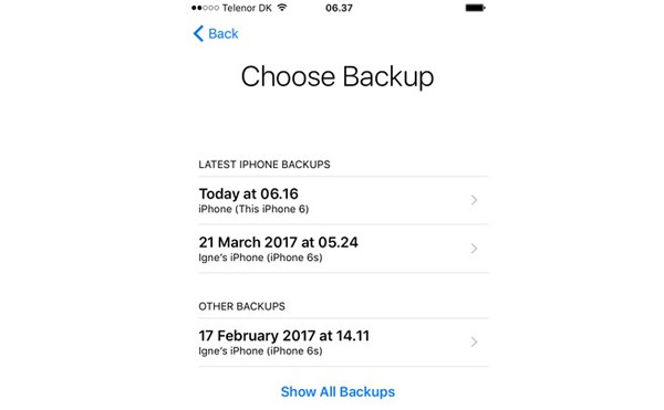 Escolha Backup do iCloud