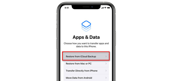 Selecione Restaurar do Backup do iCloud