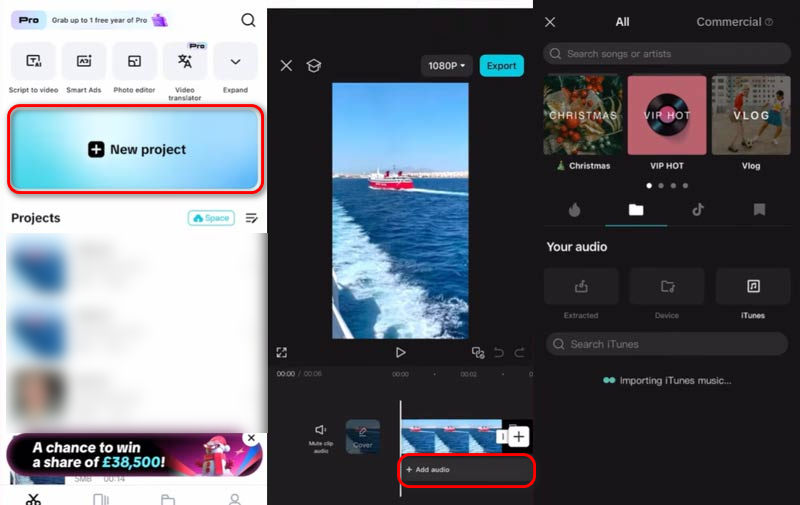 Adicionar música ao Photo CapCut