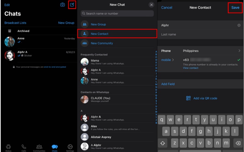 Adicionar contatos no iPhone