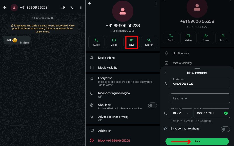 Adicionar número desconhecido no Android