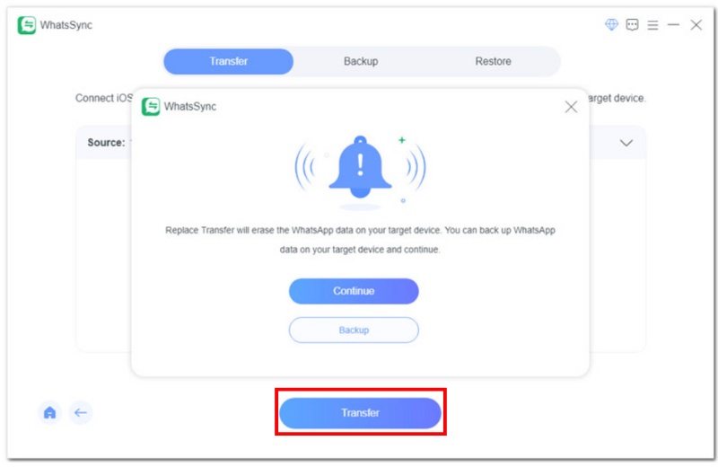 Clique no botão Transferir