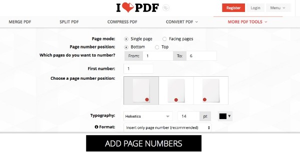 Adicionar números de páginas ao PDF online